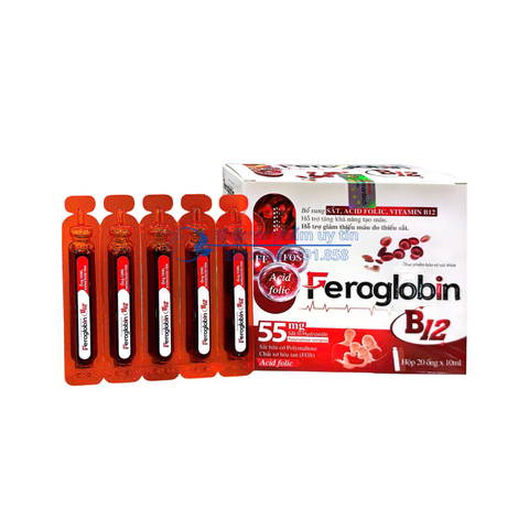 Siro Feroglobin B12 giúp bổ sung sắt, acid folic, vitamin B12 cho cơ thể hộp 20 ống