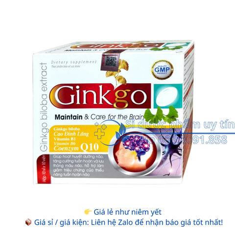 Viên uống Bổ não Ginkgo giúp hoạt huyết dưỡng não, tăng cường tuần hoàn và lưu thông máu não hộp 100 viên