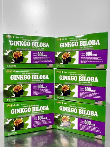 (Mua Sỉ Liên Hệ Zalo) Viên Bổ Não Thông Mạch Ginkgo Biloba Cere Brain Max Hộp Xanh giúp hoạt huyết, tăng cường tuần hoàn máu não hộp 100 viên