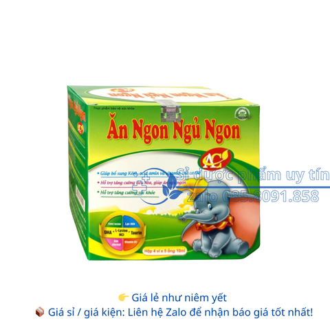 Siro Ăn Ngon Ngủ Ngon AC giúp ăn ngủ ngon, tăng đề kháng hộp 20 ống
