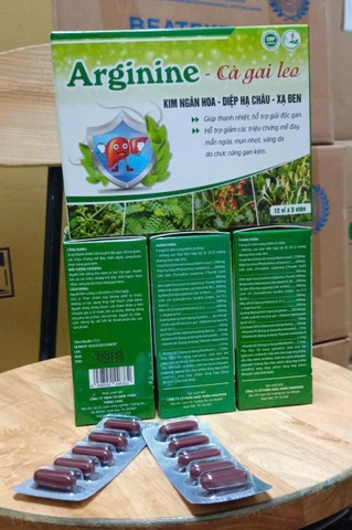 (Mua Sỉ Liên Hệ Zalo) Viên uống bổ gan Arginine - Cà Gai Leo Kim Ngân Hoa - Diệp Hạ Châu - xạ đen giúp giải độc gan, bảo vệ gan hộp 60 viên