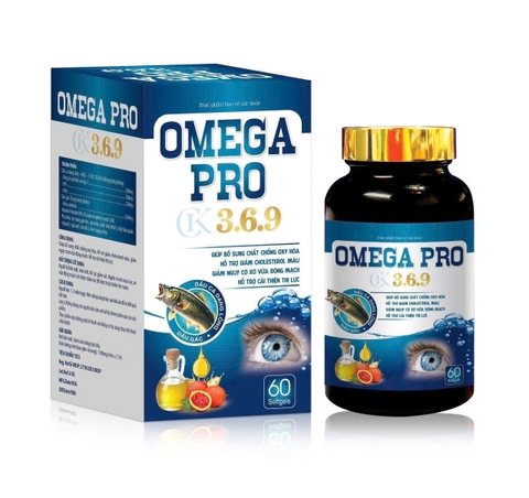 Viên uống Omega Pro 3.6.9 giúp giảm thoái hóa võng mạc, giảm nguy cơ xơ vữa động mạch hộp 60 viên