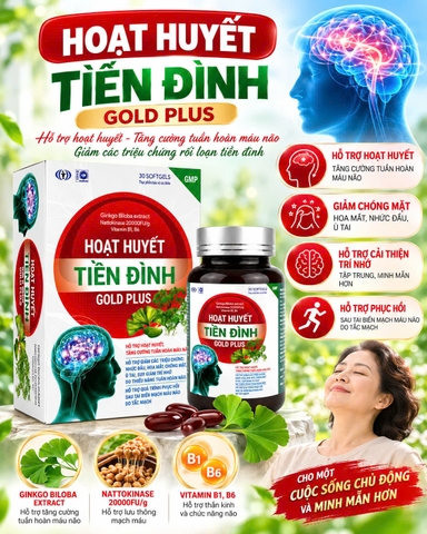 (Mua Sỉ Liên Hệ Zalo) Hoạt Huyết Tiền Đình Gold Plus giúp hoạt huyết, tăng cường tuần hoàn máu não hộp 30 viên hộp trắng