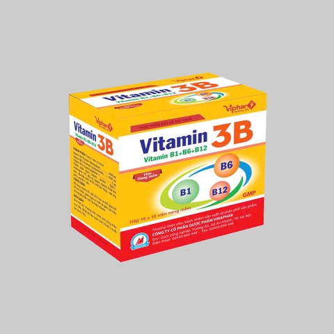 (Mua Sỉ Liên Hệ Zalo) Viên uống Vitamin 3B  giúp bổ sung vitamin B1, B6, B12, giảm các triệu chứng đau dây thần kinh tọa, dây thần kinh ngoại biên hộp 100 viên