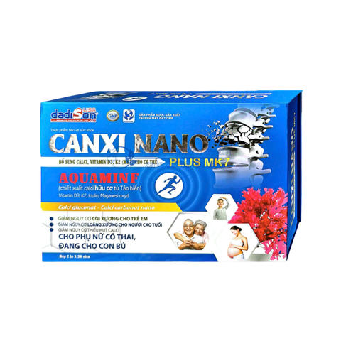 Viên uống Canxi Nano Plus MK7 giúp bổ sung Calci, vitamin D3, K2 (MK7) phát triển chiều cao cho trẻ em hộp 60 viên