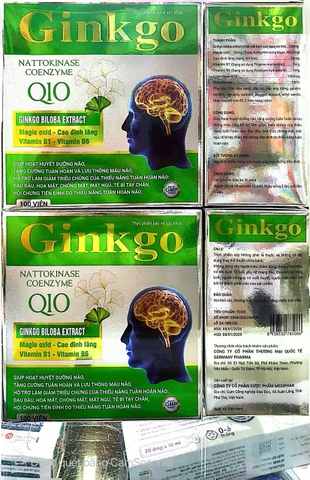 Viên uống bổ não Ginkgo Nattokinase Coenzyme Q10 giúp hoạt huyết dưỡng não hộp 100 viên