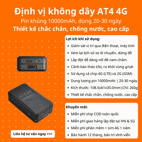 AT4 - Định vị không dây 4G, Pin 10000mAh