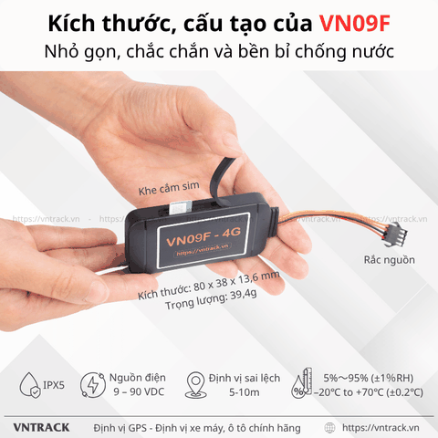 VN09F – Định vị GPS 4G ổn định cho ô tô kèm Tắt máy từ xa cho xe máy