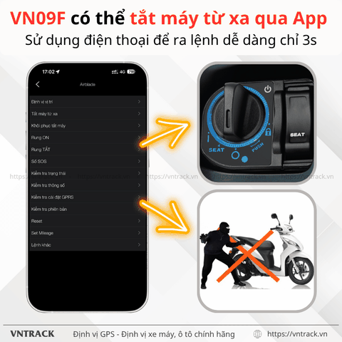 VN09F – Định vị GPS 4G ổn định cho ô tô kèm Tắt máy từ xa cho xe máy
