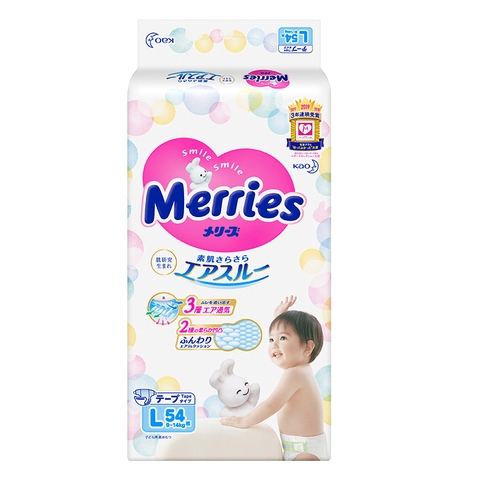 Tã dán Merries size L 54 miếng (9 - 14 kg)
