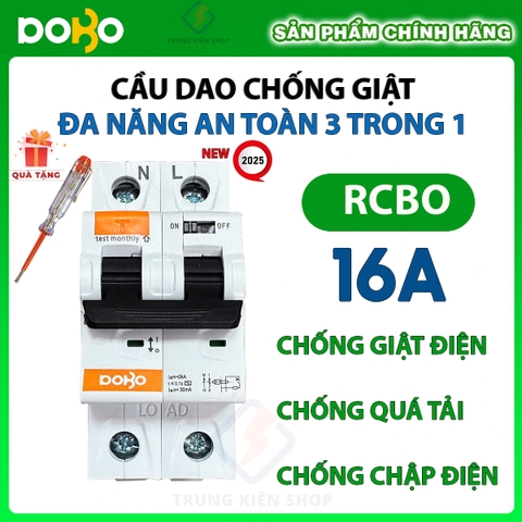 [RCBO 16A] Cầu Dao Chống Giật RCBO DOBO KOREA đa năng - siêu nhạy 4kA 30mA - Aptomat chống giật test trực tiếp - DB65LE-881622
