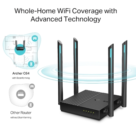 Router WiFi AC1200 Gigabit MU-MIMO Tplink C64