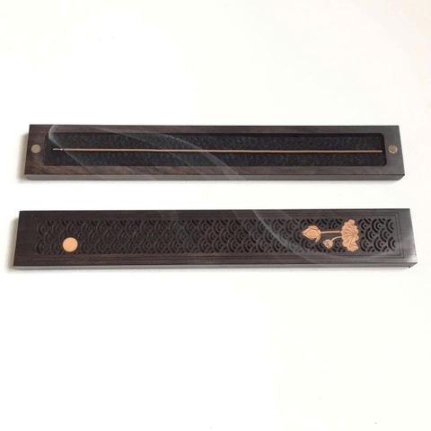 Khay gỗ xông trầm hình hoa sen