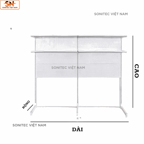 Kệ Để Bàn 2 Tầng Ghép Đôi Khung Lưới – Kệ Trưng Bày Sơn Tĩnh Điện Cỡ Lớn