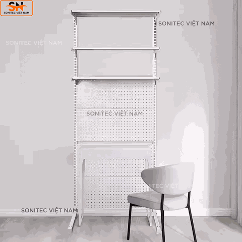 Kệ Đơn 3 Tầng Gắn Chân Đứng – Tầng Dưới Lưới Trưng Bày Đa Năng