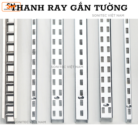 Thanh Ray Gắn Tường Đôi A2 – Ray Đôi Làm Kệ Trưng Bày – Thép Mạ Inox, Bền Đẹp