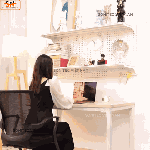 Kệ Sách Gắn Tường Khung Lưới Decor Bàn Học – Tiết Kiệm Không Gian, Tải Trọng Lớn