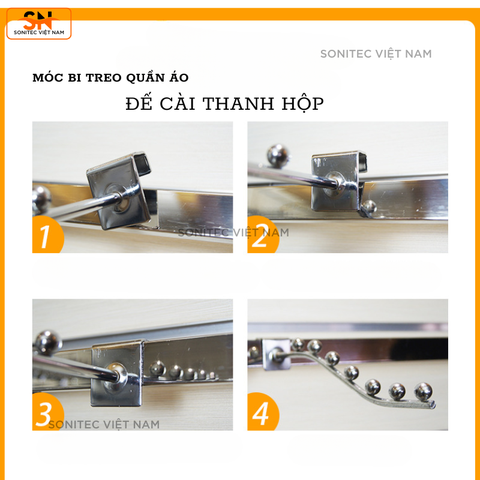 Móc Bi Treo Quần Áo – Đế Cài Thanh Hộp | Phụ Kiện Trưng Bày Shop, Siêu Thị