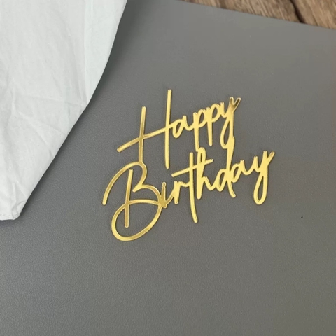 Topper mica mẫu mới chữ HPBD vàng mẫu 57