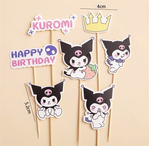 10 set que cắm HPBD Kuromi + vương miện vàng