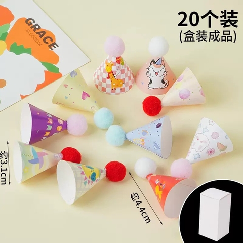 Set 20 mũ sinh nhật mini phong cách hoạt hình dễ thương mẫu 4