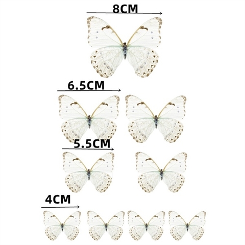 Set que cắm sắt 9 con bướm màu trắng kem