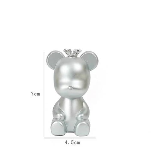 Trang trí gấu Bearbrick bạc + vương miện