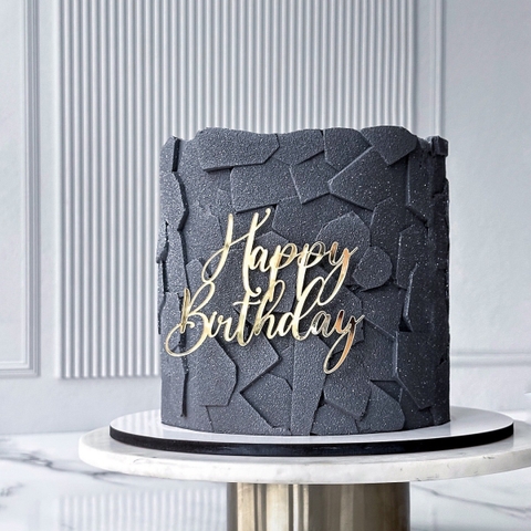 Topper mica HPBD mẫu mới vàng uốn 38