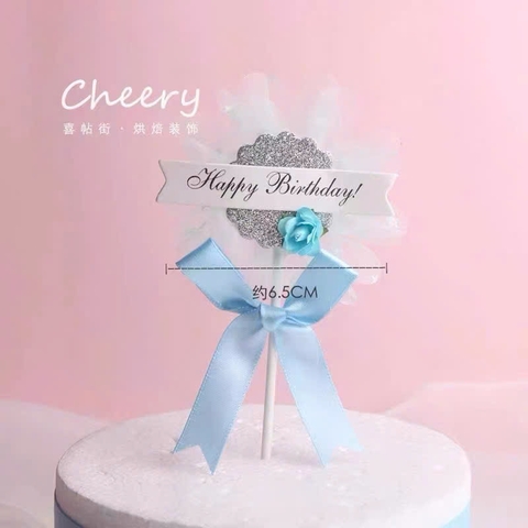 Que HPBD hoa ren nơ xanh
