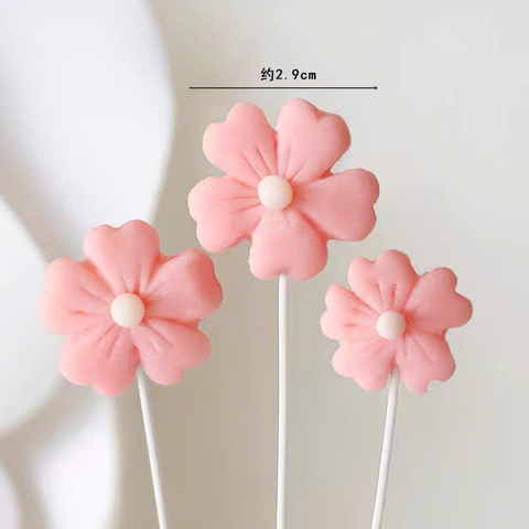 Set trang trí gốm mềm 3 bông hoa màu hồng