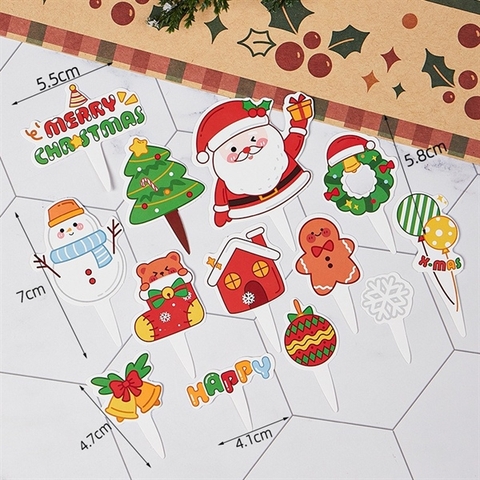 Set 14 tag cắm GS Happy ngôi nhà nhỏ + bóng bay X-Mas 2023