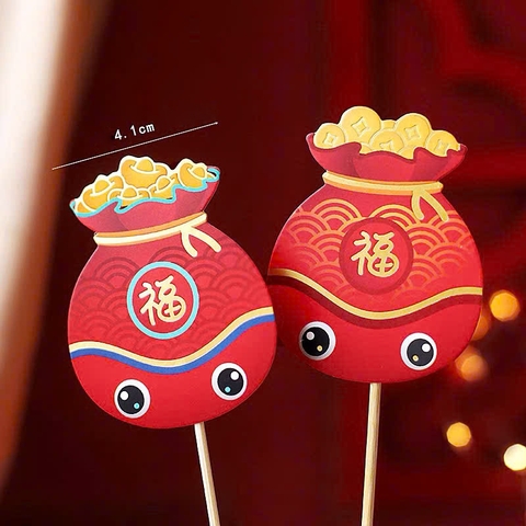 Set 2 que cắm tết túi hình cá đỏ may mắn