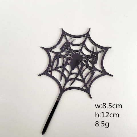 Topper mica Halloween mạng nhện đen + con nhện