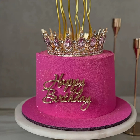 Topper mica mẫu mới chữ HPBD vàng mẫu 70