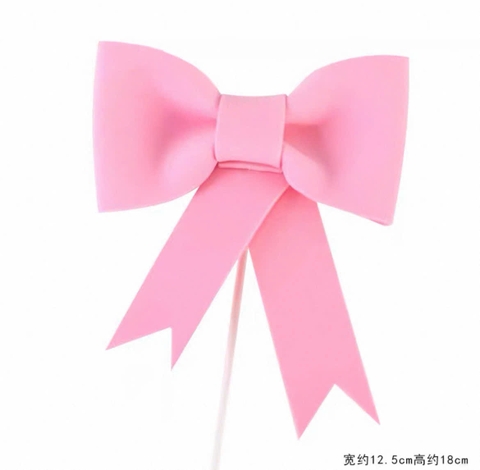 Que cắm trang trí nơ hồng + 2 ruy băng sz 12.5*18cm