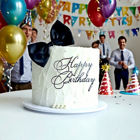 Topper mica mẫu mới HPBD bạc uốn bồng 45