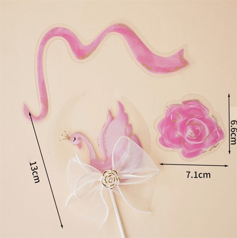 Set 3 que cắm PVC thiên nga + hoa + nơ hồng