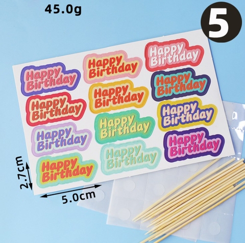 Set 60 que cắm HPBD sắc màu retro (QCG)