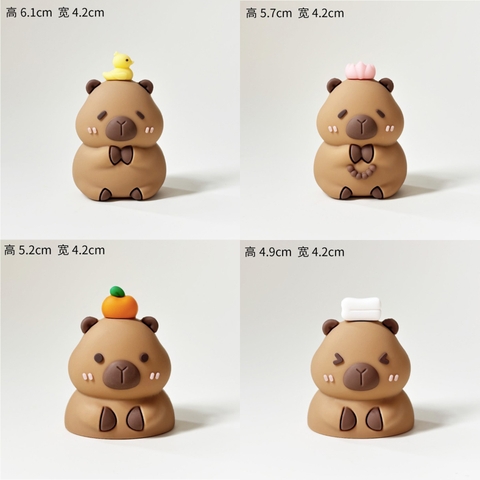 Set trang trí silicon hình 4 con Capybara cute