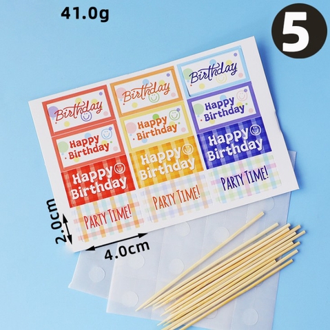 Set 60 que cắm chữ HPBD mix nhiều màu (QCG)