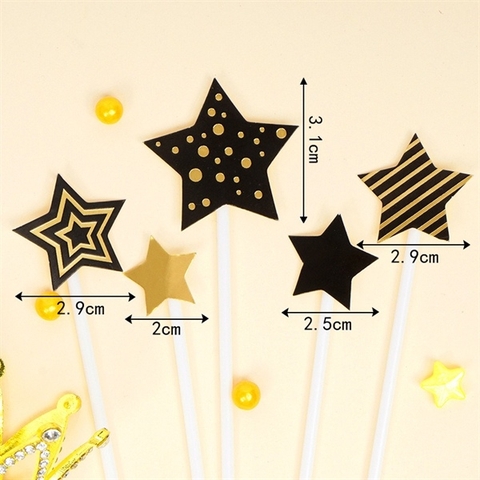 Set 5 que cắm ngôi sao đen + vàng (QCG)