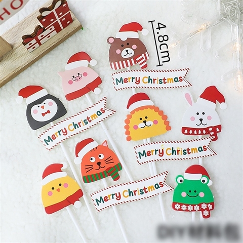 Set 8 que cắm GS con thú Merry Christmas