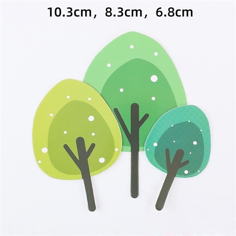 Set 3 que cắm giấy cây cảnh màu xanh