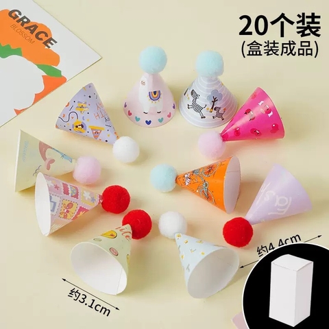 Set 20 mũ sinh nhật mini phong cách hoạt hình dễ thương mẫu 3