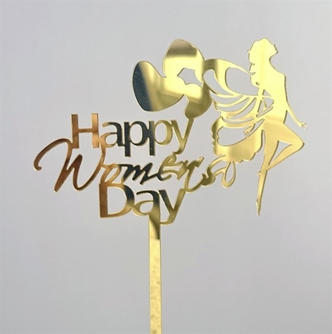 Topper mica Happy Women's Day + cô gái vàng cánh bướm