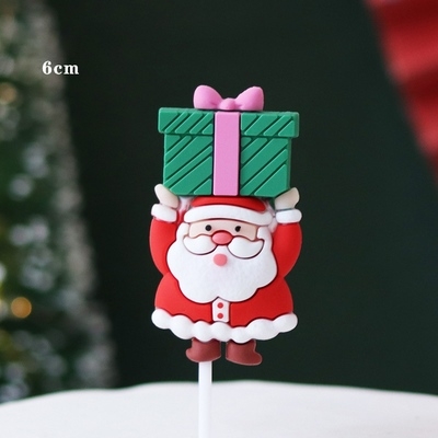 Trang trí silicon GS ông già Noel đội hộp quà xanh lá (mới)