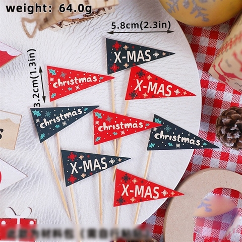 Set 80 que cắm GS hình lá cờ xanh đỏ X-MAS