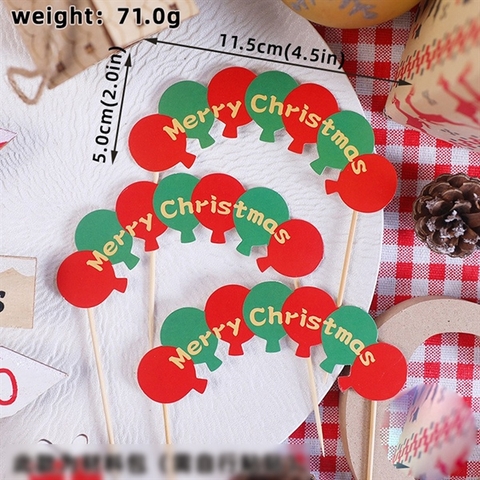 Set 30 que cắm cổng GS bóng bay xanh đỏ Merry Christmas