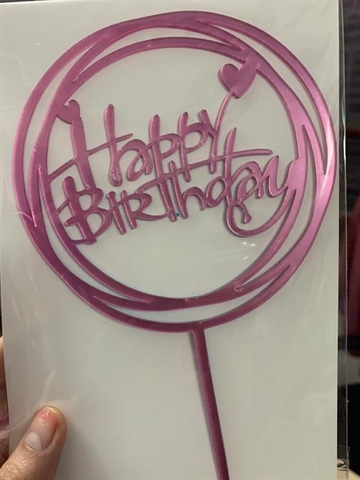 Mica HPBD 2 vòng tròn tim hồng tím
