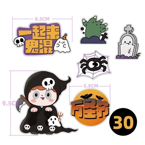 Set 30 tag cắm Halloween con quỷ nhỏ